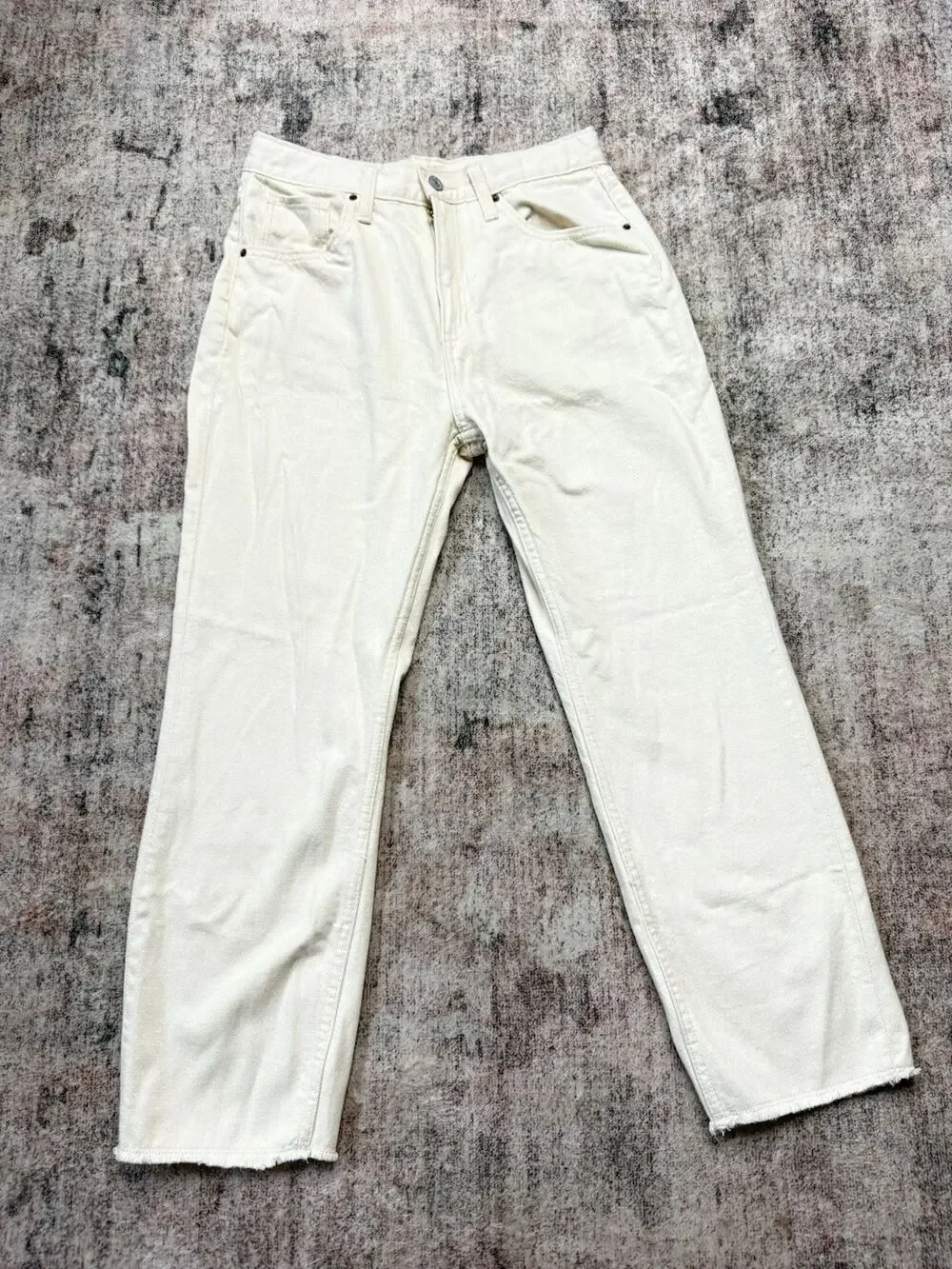 Old Navy Girls High Rise Slouchy Straight Jeans Size 14 Frayed Hem
